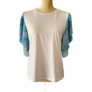 Ontwelfth Short Sleeve Tee Top Pleated Layered Sleeve